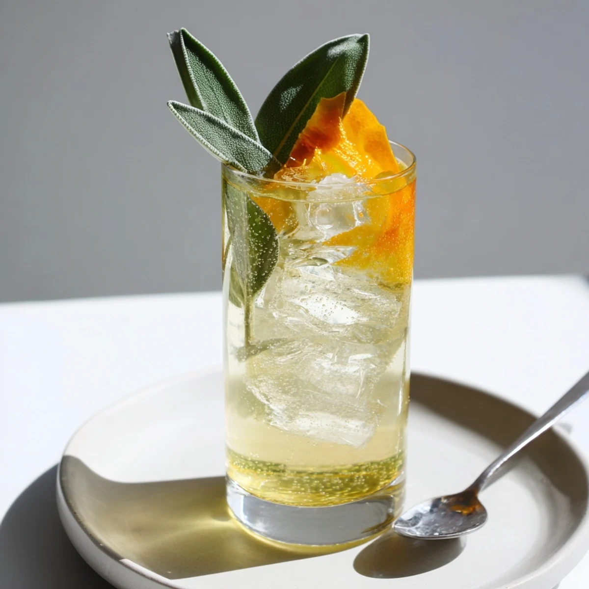 Refreshing Thanksgiving Nonalcoholic Sage-Fizz Mocktail served in elegant glasses, garnished beautifully.  