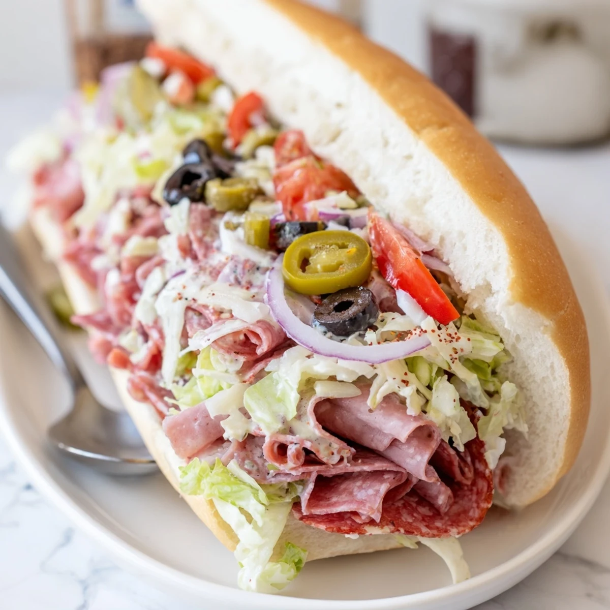 Vibrant Flavor Mash-Up Sandwiches stacked with deli meats and fresh veggies.  