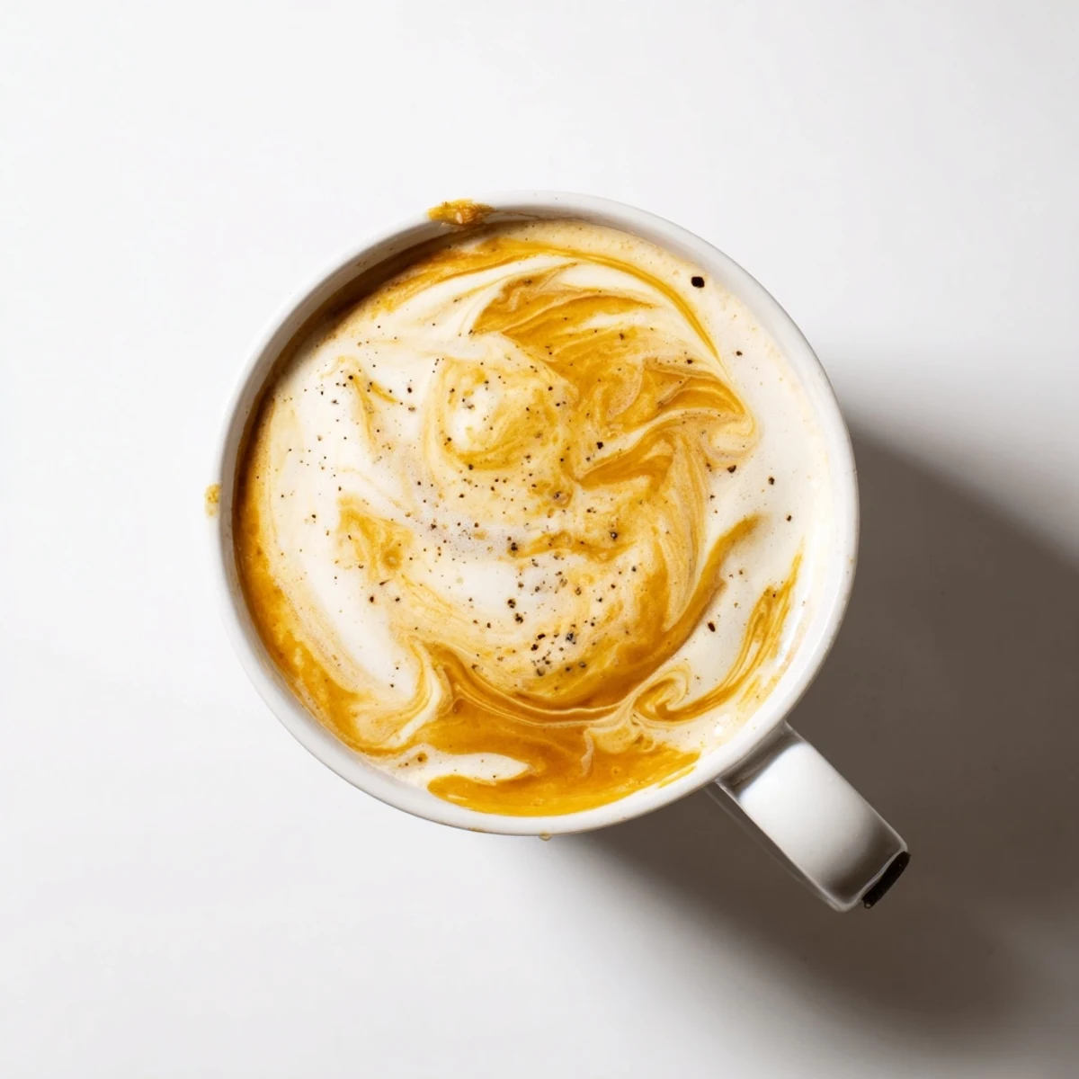 Savory onion latte topped with frothed milk and a hint of sweetness.  