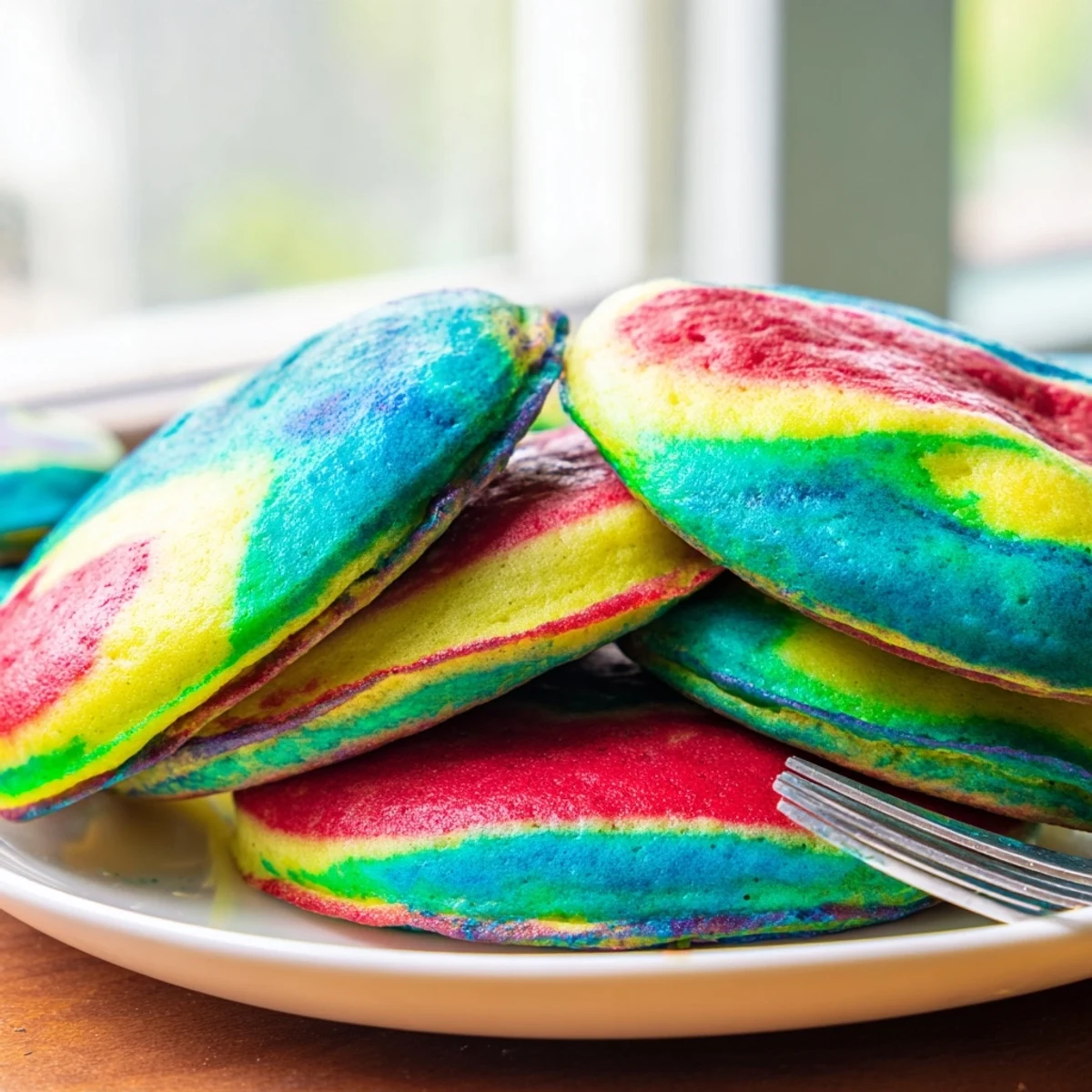 Light and fluffy cloud bread rainbow version, perfect for colorful breakfast treats.  