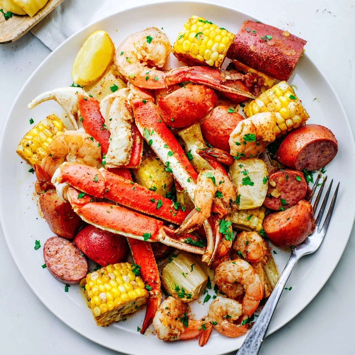 Bursting with flavor, this Seafood Boil features crab, shrimp, and sausage.  