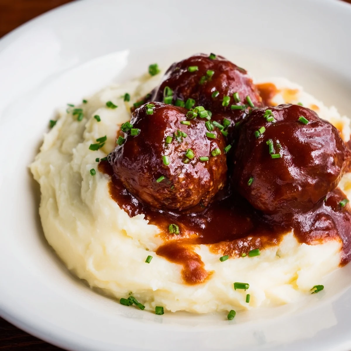BBQ Meatballs Mashed Potatoes