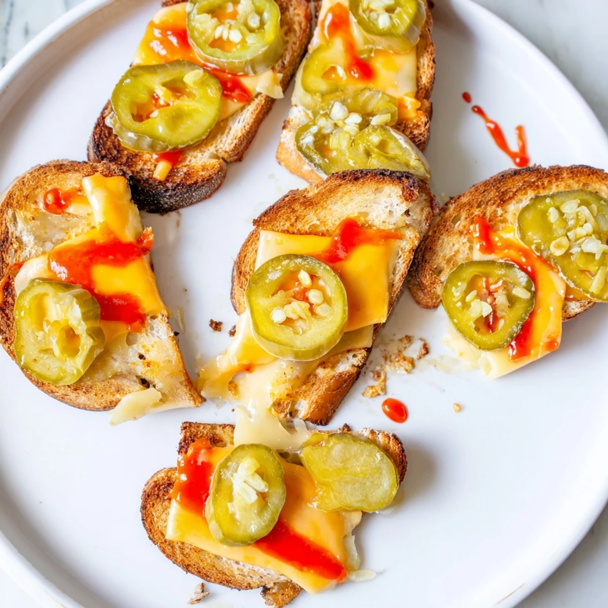 Golden, crispy Spicy Pickle Grilled Cheese Dippers ready to dip, oozing cheesy goodness and pickle slices.