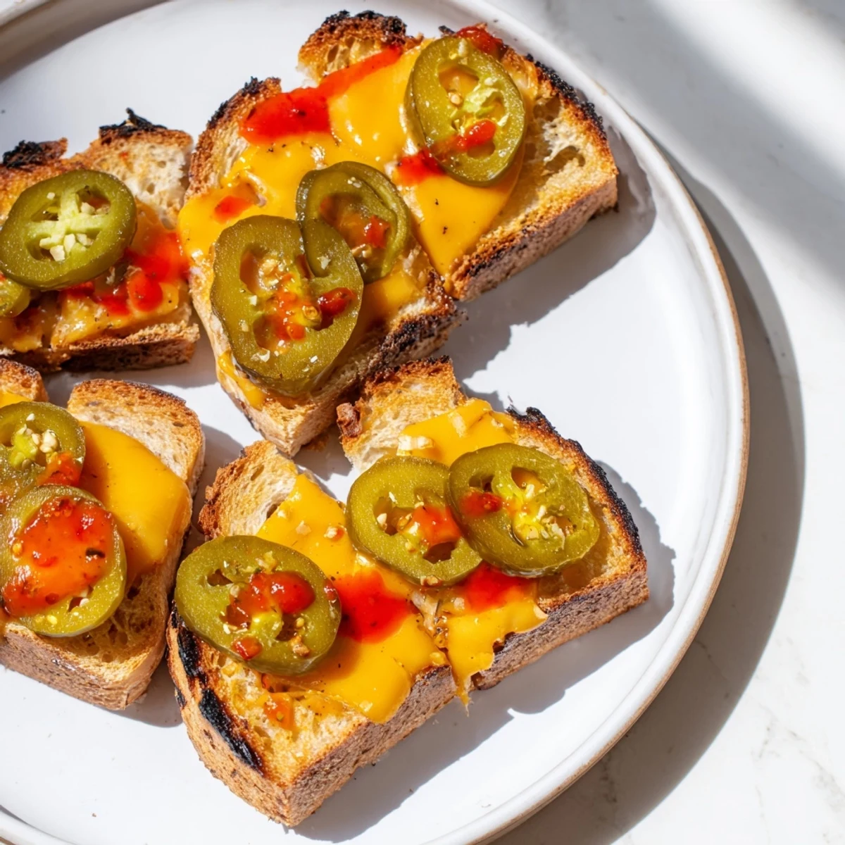 Close-up of melty Spicy Pickle Grilled Cheese Dippers, showcasing a delightful blend of cheese and pickles.