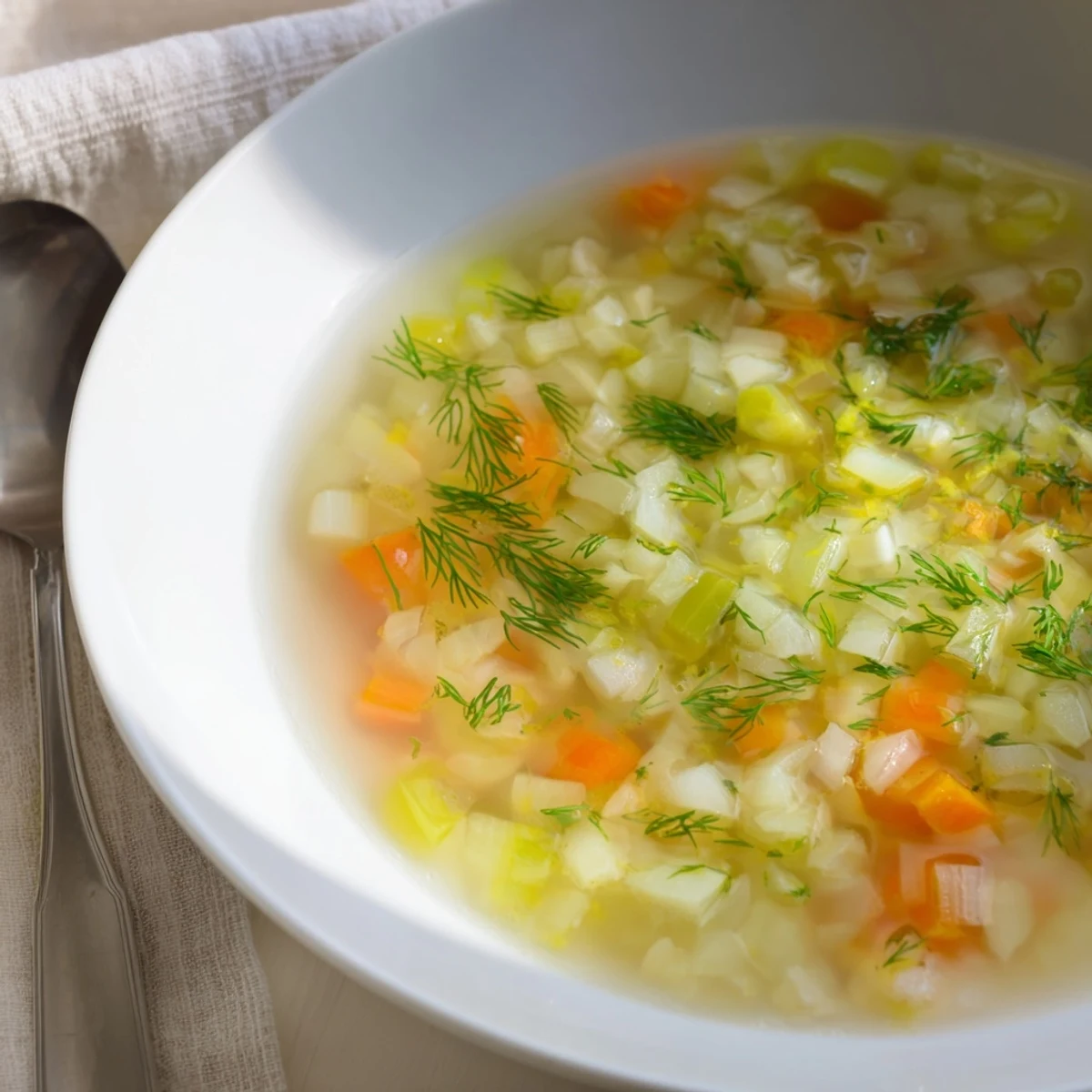 Steaming bowl of Simple White Bean and Fennel Soup, garnished and ready to enjoy on a cozy day.