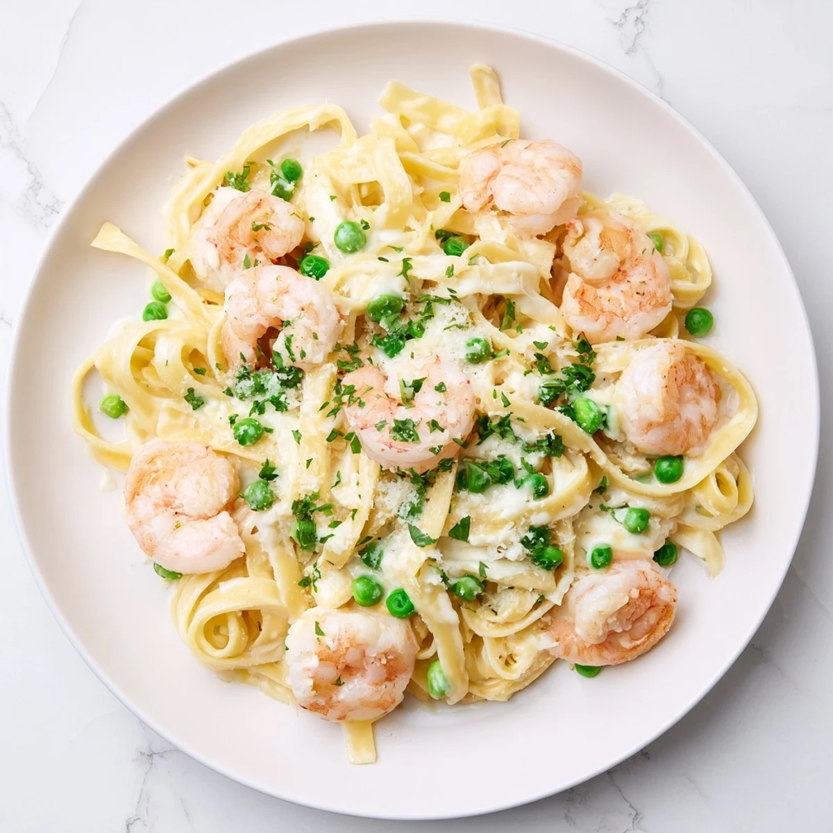 Steaming hot Instant Pot Shrimp Alfredo Pasta, a creamy Italian dinner perfect for easy weeknights.