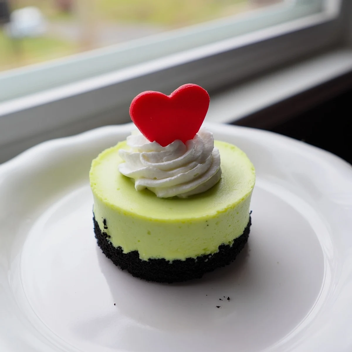 Close-up shot shows a batch of delightful Grinch Mini Cheesecakes perfect for holiday celebrations.