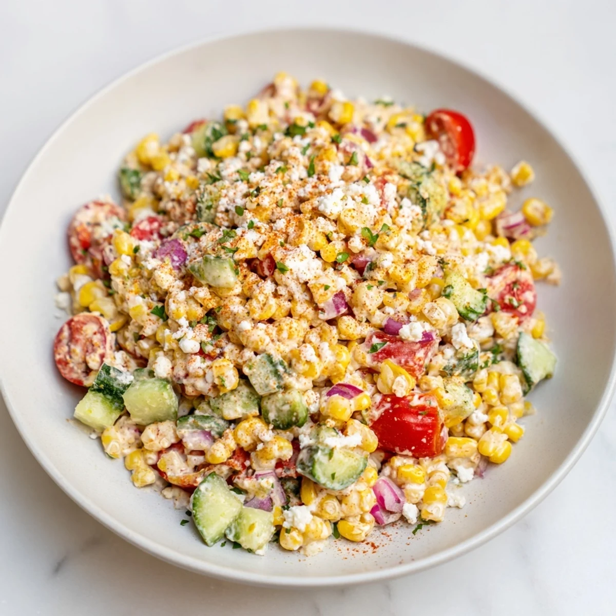 Imagine a delicious Mexican Street Corn Chopped Salad, perfect for summer barbecues, with fresh, colorful ingredients.