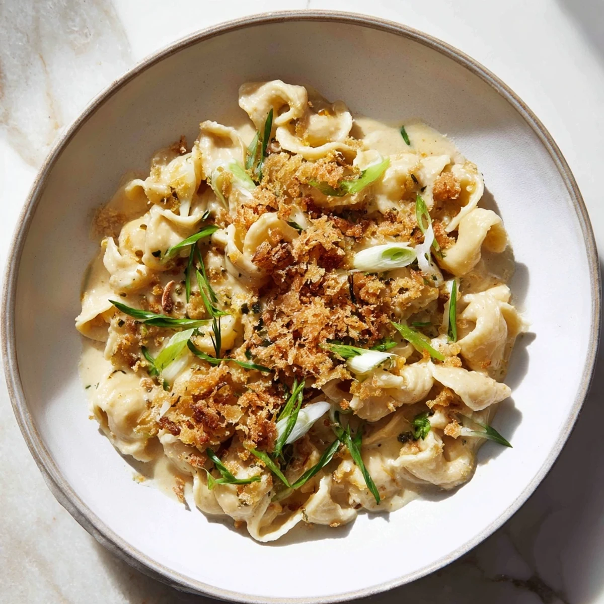 Steaming Japanese-inspired creamy miso ditalini, a fusion of pasta, miso, and rich cream for dinner.