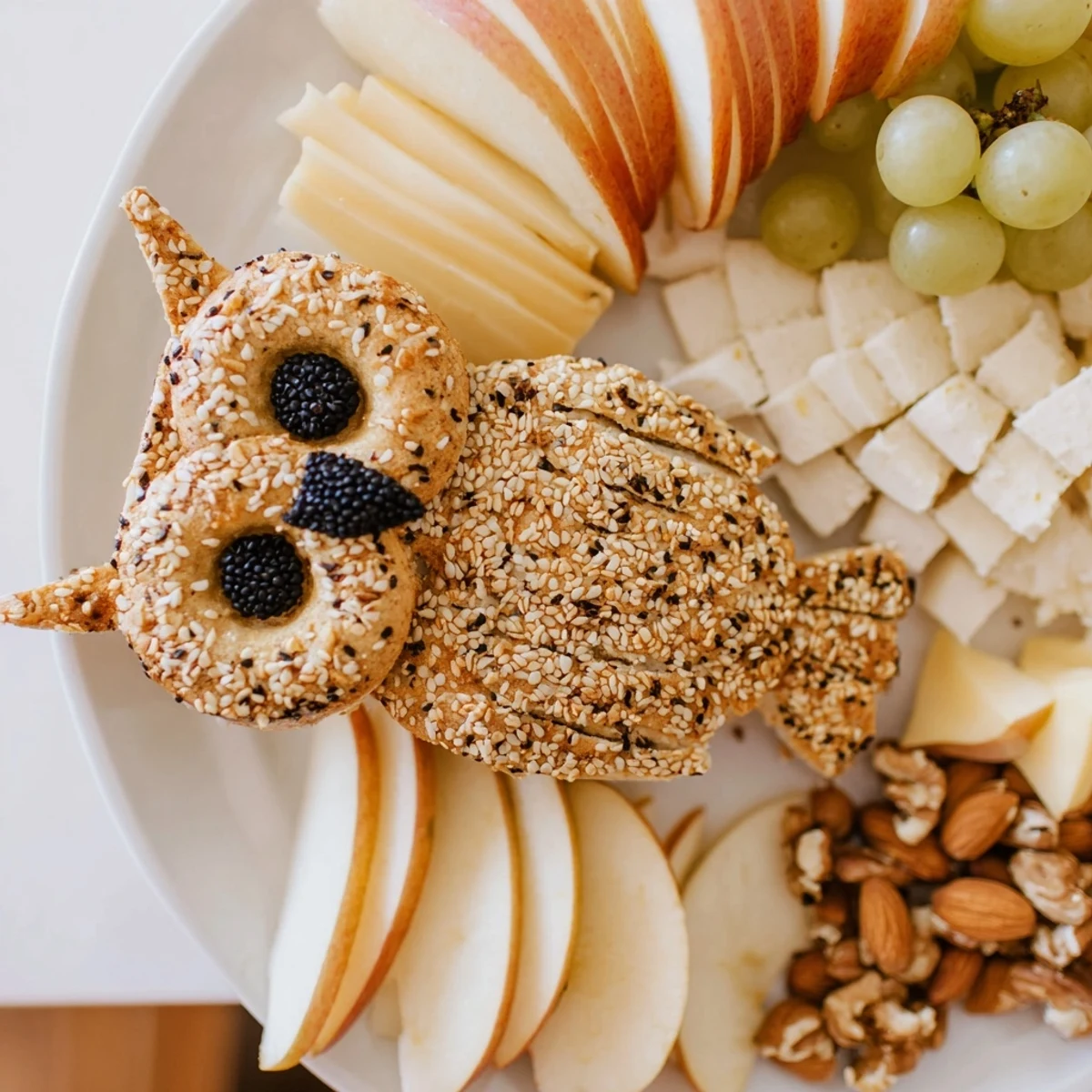 Golden, baked owl-shaped crackers and tasty cheeses make up this enticing Owl Cracker and Cheese Board.
