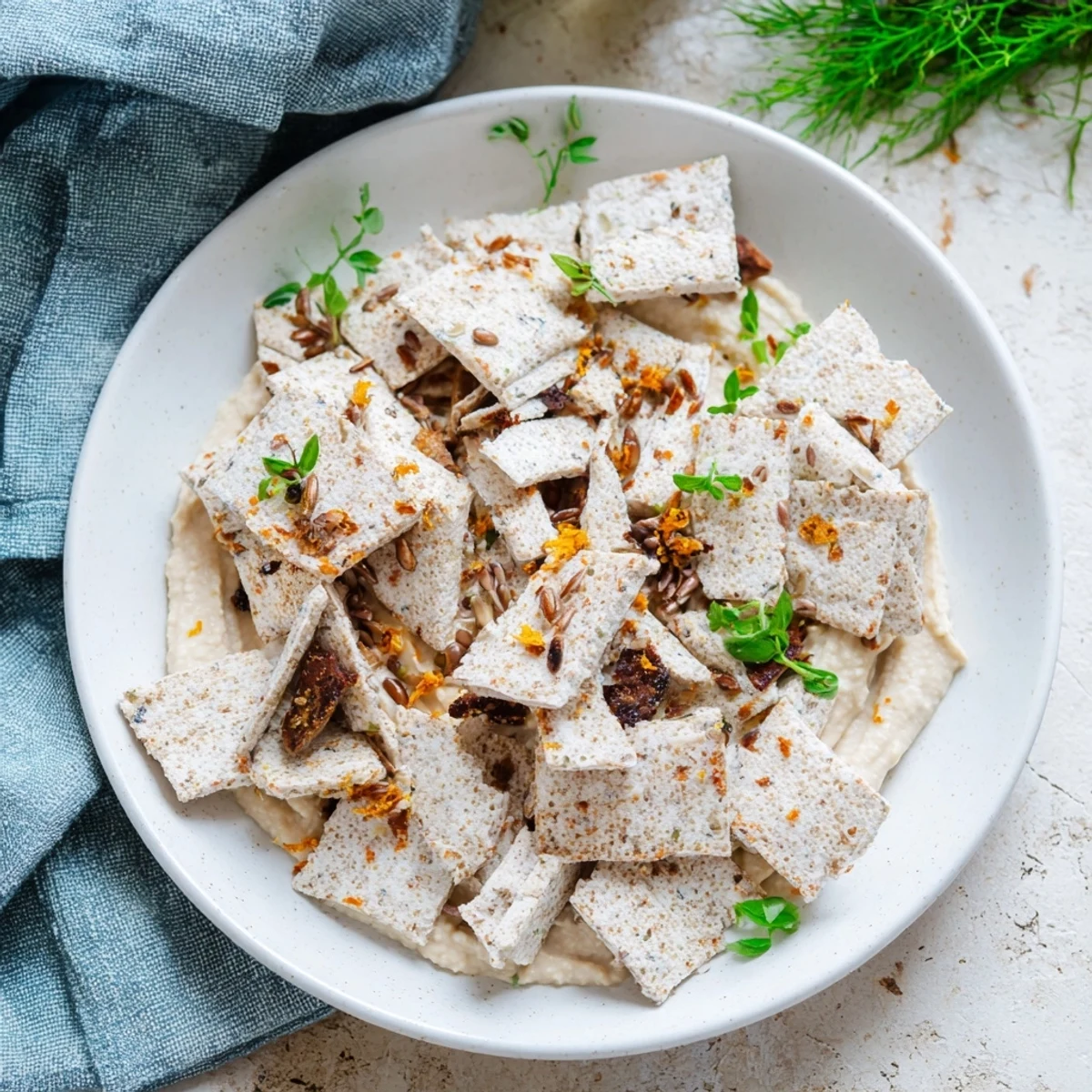 The Driftwood Beach appetizer with flaky smoked fish, creamy hummus, and rustic crackers beautifully arranged.