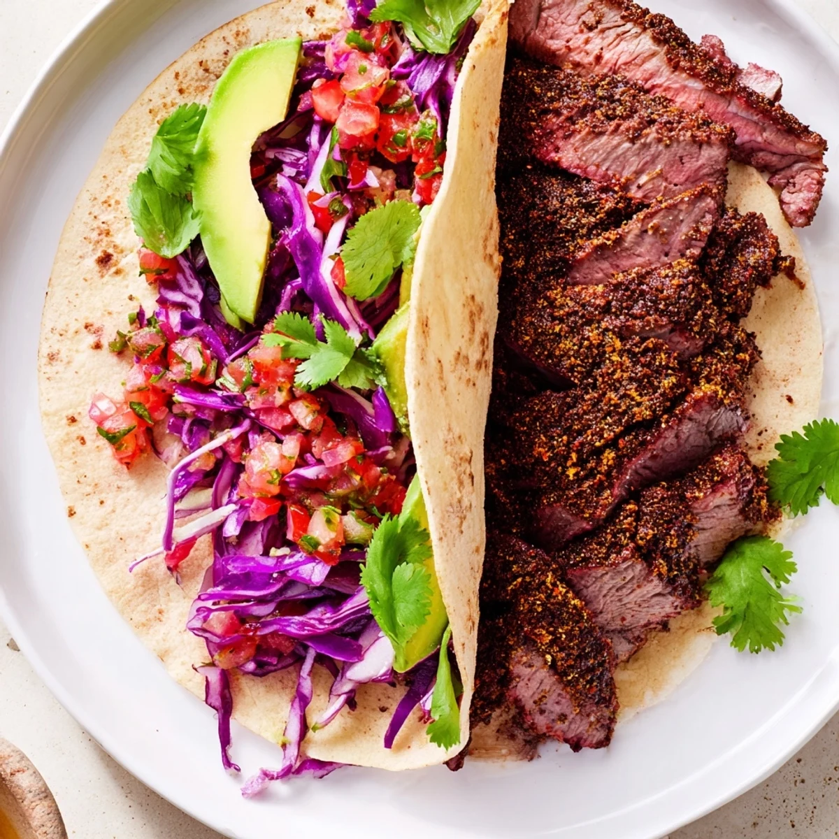 Coffee-Rubbed Steak Tacos: Sizzling grilled steak with a smoky coffee rub nestled in warm tortillas.
