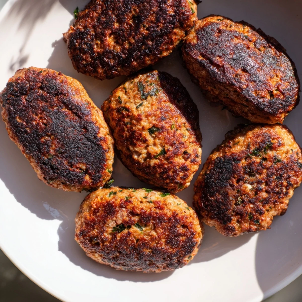 Golden-brown Turkish Köfte meatballs, pan-fried to perfection, are a savory, flavorful main course.