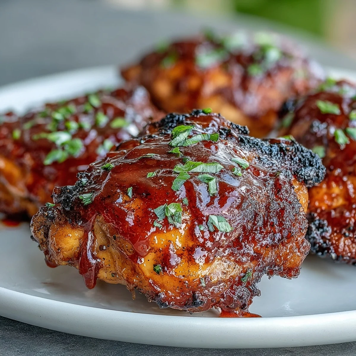 Juicy roasted Guava BBQ Sauce Chicken thighs, glazed with sticky tropical sauce and served alongside grilled pineapple.