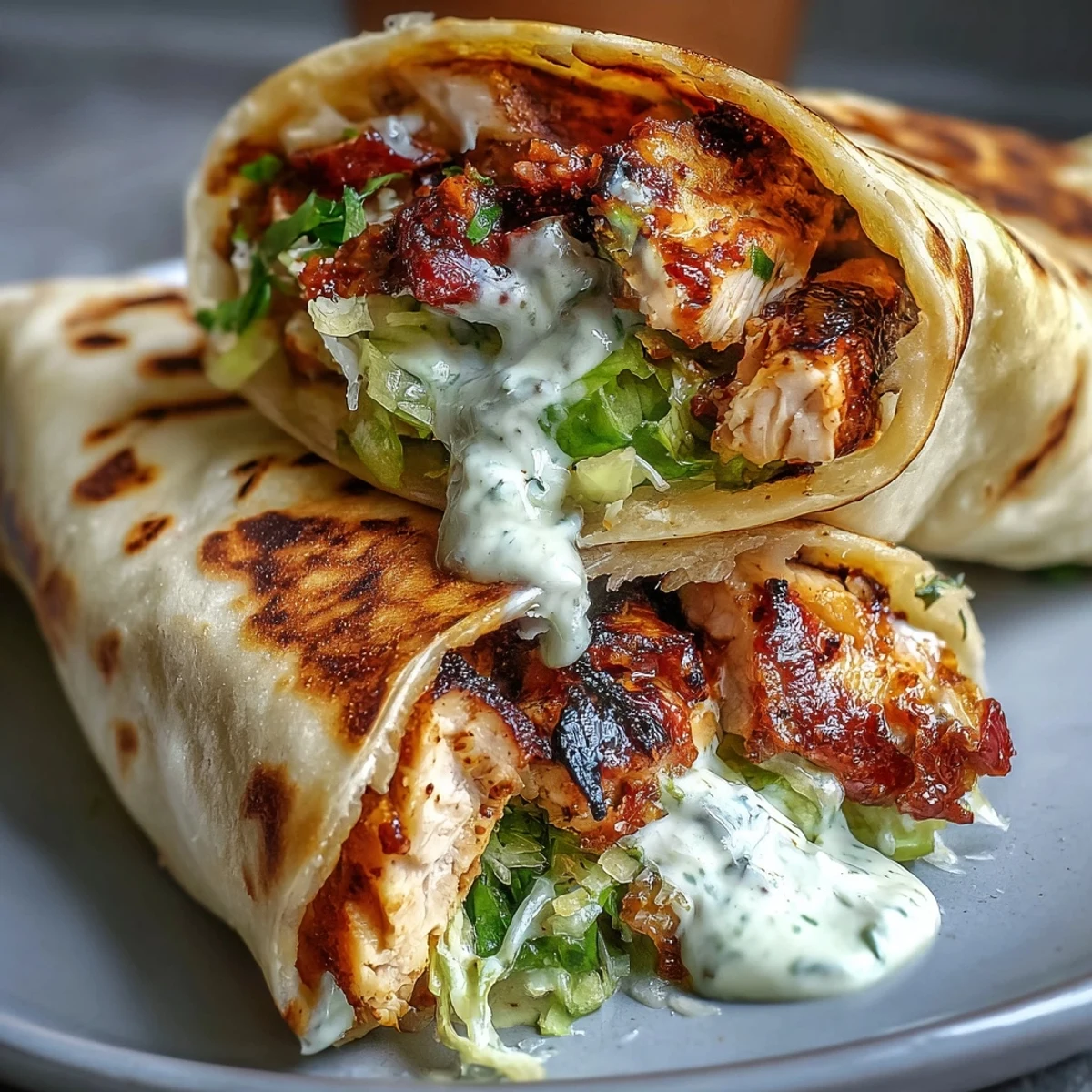 Warm garlic naan wrap stuffed with grilled chicken, crisp romaine, and Caesar dressing, topped with Parmesan.