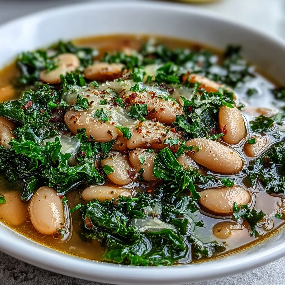 Creamy cannellini beans and fresh kale simmer in a fragrant broth, finished with lemon zest for a vibrant, comforting Tuscan soup.