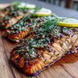 Cedar Plank Salmon Garlic Dill