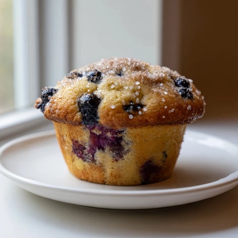 Golden, fluffy Budget Christmas Blueberry Muffins, topped with cinnamon sugar, perfect for a cozy breakfast.
