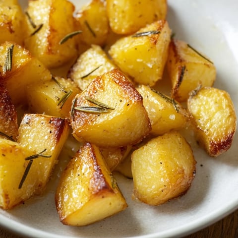 Golden, crispy Beef Tallow Roasted Potatoes served, featuring fluffy interiors and savory tallow flavor.