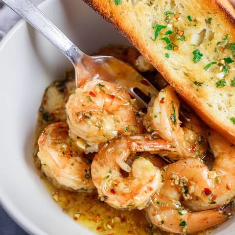 Shrimp Scampi Garlic Bread Bowls