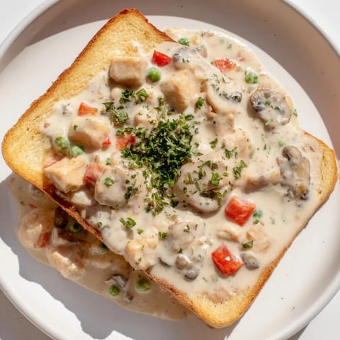 Chicken creamy mushrooms toast