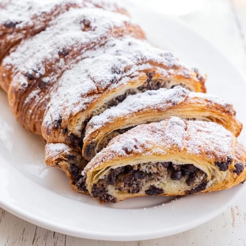 Freshly baked Cookie Croissant featuring warm, gooey cookie dough nestled in a croissant.