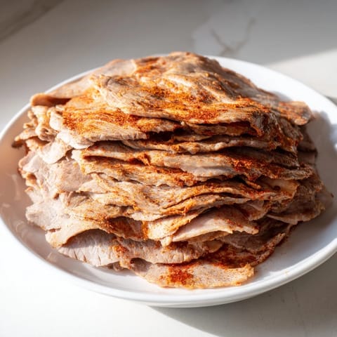 Enjoy a close-up of delicious Turkish Döner, beautifully plated for serving with crisp vegetables and sauces.