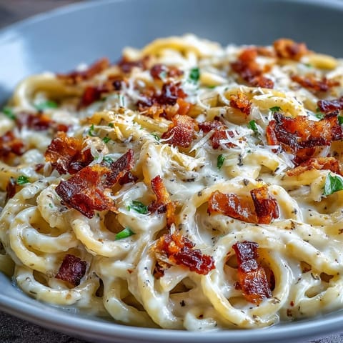 Spiralised celeriac noodles are tossed in a creamy egg-Parmesan sauce with crispy pancetta in this Celeriac Carbonara.