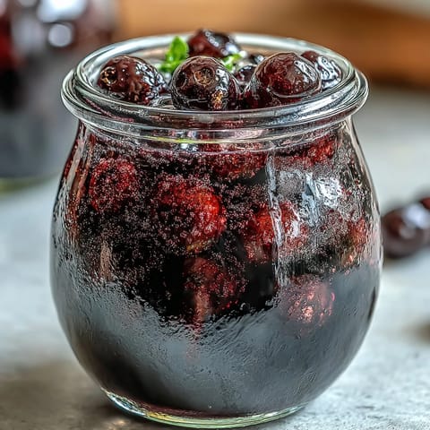 A sterilized glass jar filled with vodka-soaked blackcurrants and sugar, actively infusing in a sunlit kitchen window.