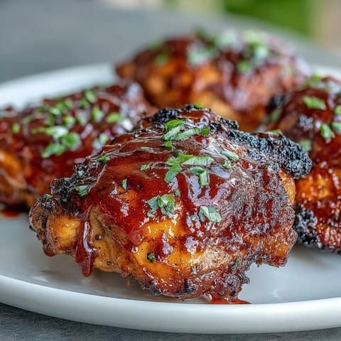 Juicy roasted Guava BBQ Sauce Chicken thighs, glazed with sticky tropical sauce and served alongside grilled pineapple.