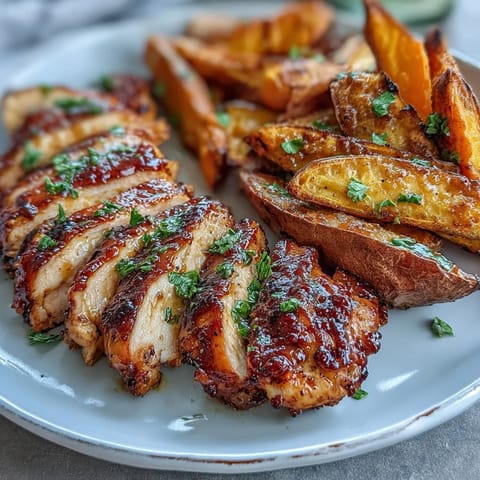 Honey Mustard Grilled Chicken Sweet Potatoes