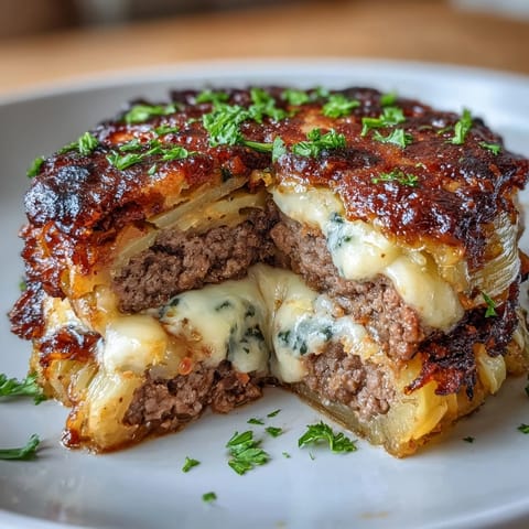 Low-carb Oven-Baked Cabbage Burgers topped with melted cheese and fresh parsley garnish.  