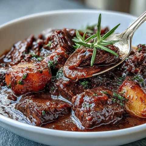 Slow-cooked beef stew with carrots, parsnips, and potatoes, perfect for warming up on cold nights.  
