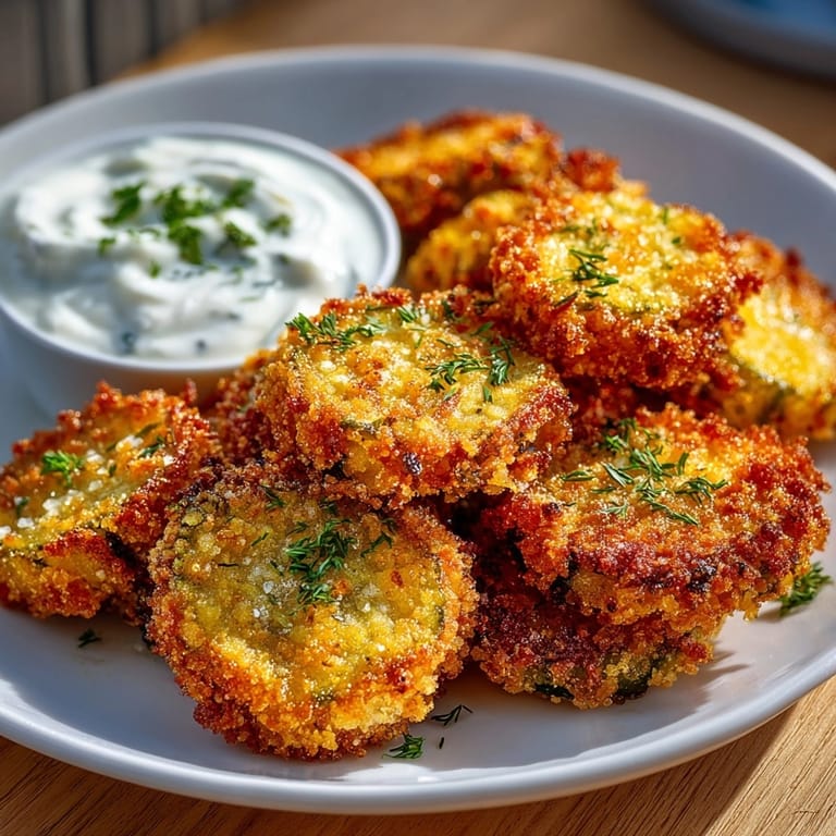 Homemade air fryer pickle chips: sizzling hot, irresistibly salty, ready to dip and enjoy.
