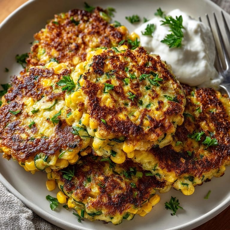 Crispy, light Late Summer Zucchini &amp; Corn Fritters, a perfect summertime appetizer or snack.