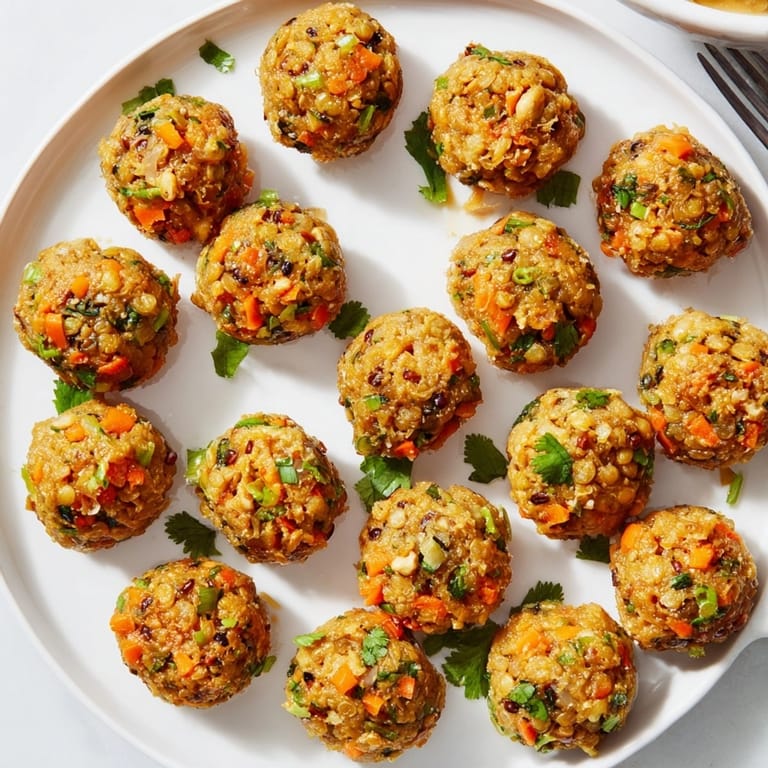 Imagine the aromatic steam from freshly cooked Thai Peanut Lentil Bites served with lime wedges.