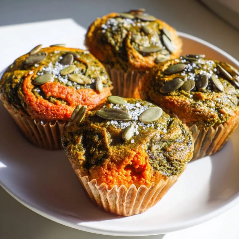 Golden-brown rustic matcha pumpkin muffins, ideal for cozy autumn gatherings and desserts.