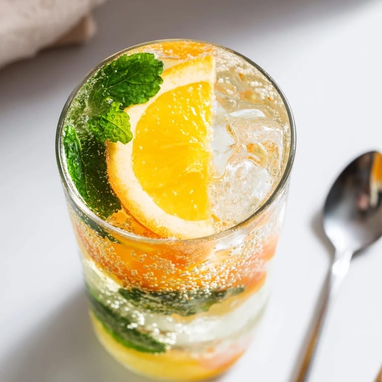 Refreshing non-alcoholic Probiotic Soda Mocktail served over ice for summer enjoyment.  