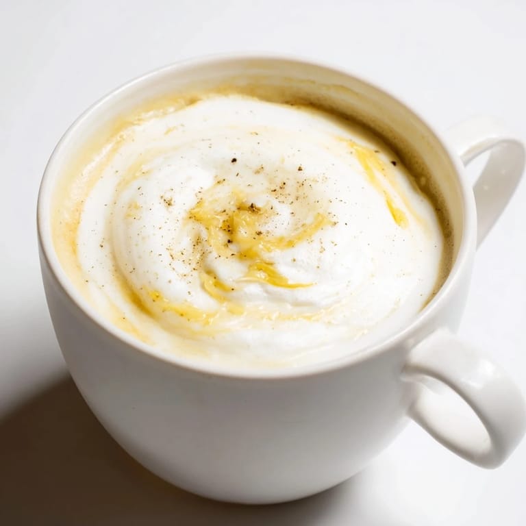 Delicious onion latte garnished with black pepper, perfect for adventurous coffee lovers.