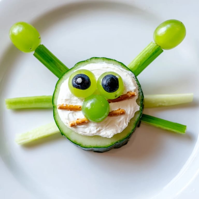 Festive Little Green Men Alien Snack Attack: a healthy, kid-friendly snack with grapes and pretzels.
