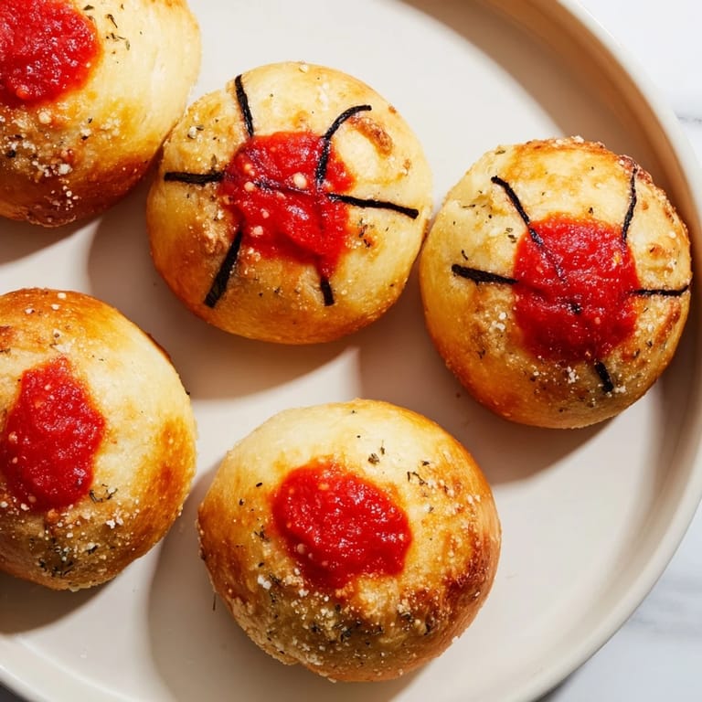 Homemade and delicious, these Slam Dunk Basketball Pizza Bites have the fun shape of basketballs.