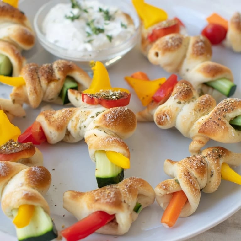 Enjoy a delicious plate of Dinosaur Bone Prehistoric Crudités, perfect for dipping and sharing with kids.