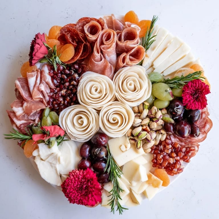 The Advanced Artisan Array is a luxurious spread of gourmet meats, cheeses, and colorful, fresh ingredients.