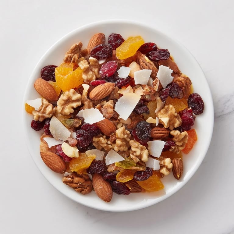 Enjoy the delicious crunch: freshly made Mélange Hivernal Flocon de Neige spilling over on a table.