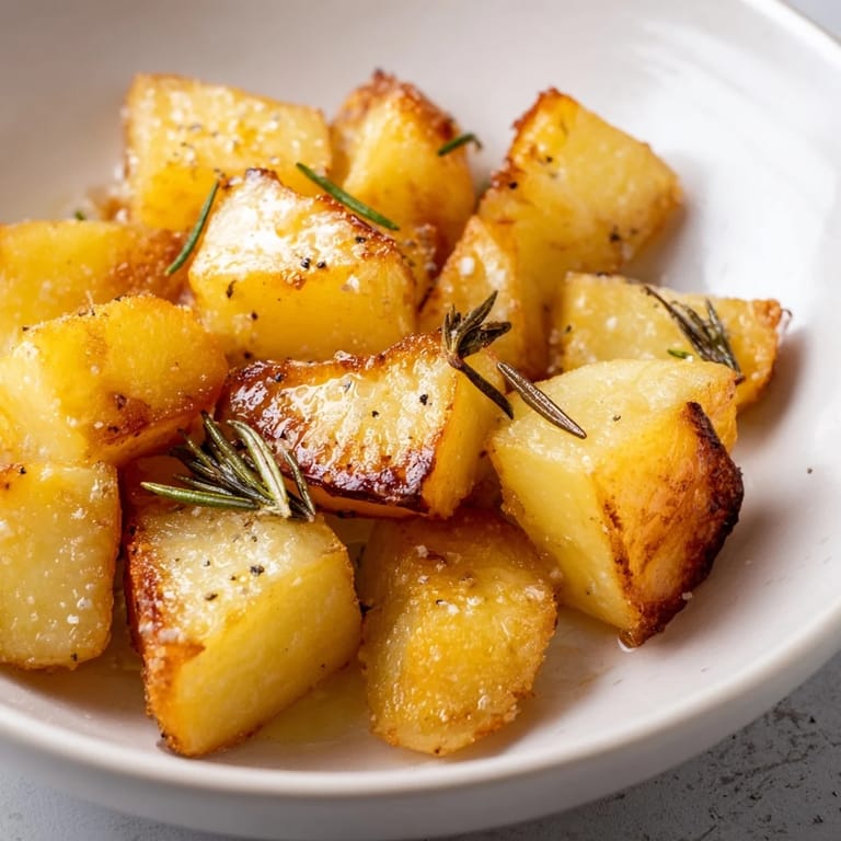These Beef Tallow Roasted Potatoes, ready to eat, offer a delicious, old-fashioned, comforting side dish.