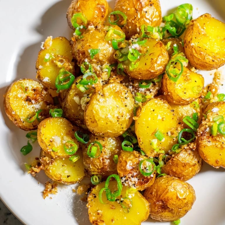 Crispy-edged oven-roasted Smashed Green Onion Potato Bombs, a delicious vegetarian side dish.