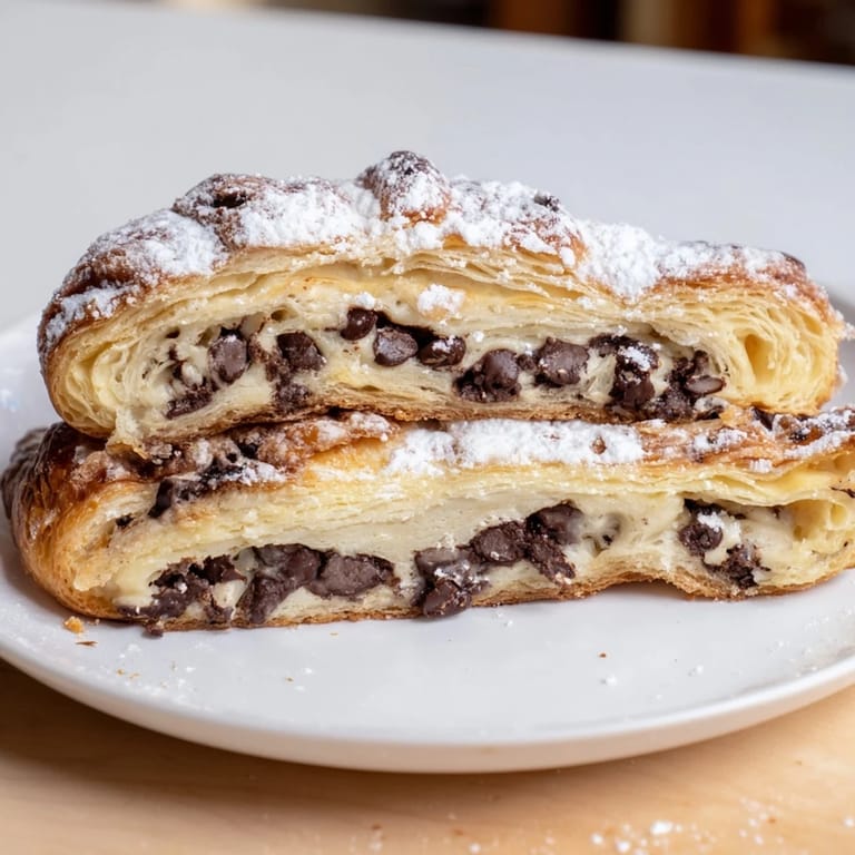 Indulgent Cookie Croissant served warm, with a dusting of powdered sugar, perfect for dessert.