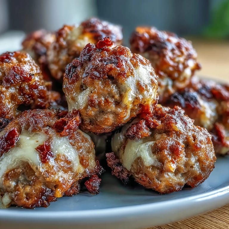 Warm Rotel Sausage Balls piled high on a serving tray, ready to be enjoyed as a savory breakfast or snack.