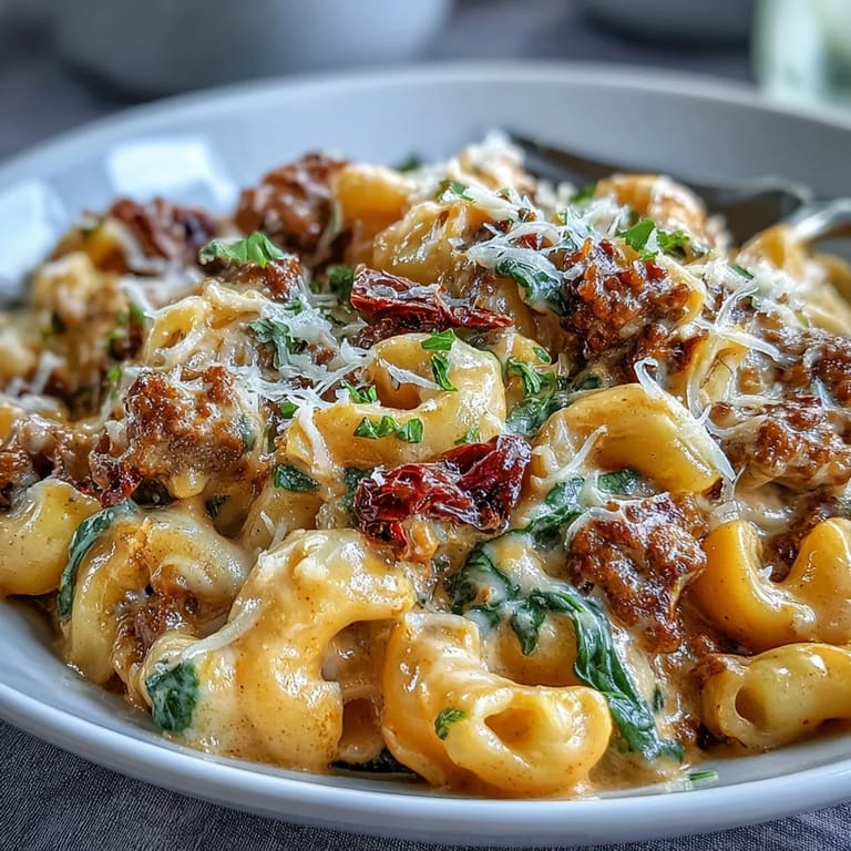 Steaming bowl of Creamy Tuscan Chili Mac featuring elbow macaroni and melted mozzarella, perfect for a family weeknight dinner.
