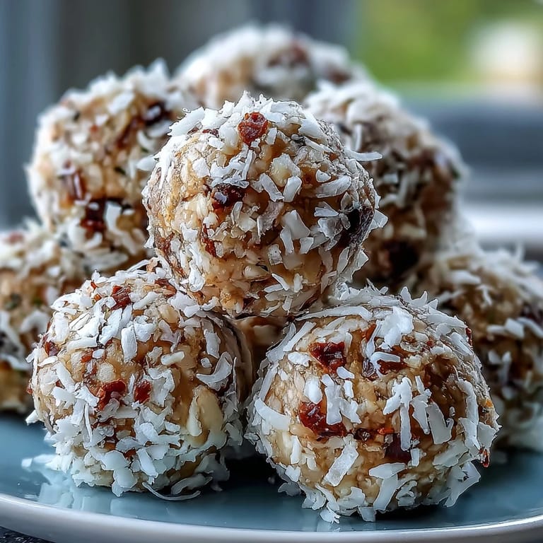 Close-up of Vegan Coconut Lime Energy Balls with Dates and Cashews, showing creamy texture and zesty green lime zest specks, perfect for snacking.